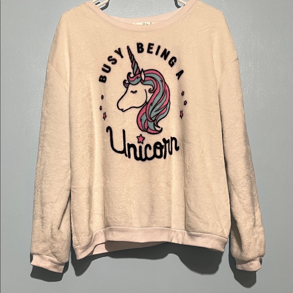 Sweatshirt with Unicorn Design XXL white Wound Up soft fuzzy pullover - Picture 6 of 8